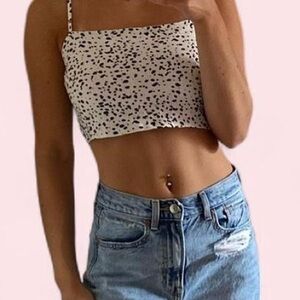 Kendall & Kylie Black and White Spotted Crop Top